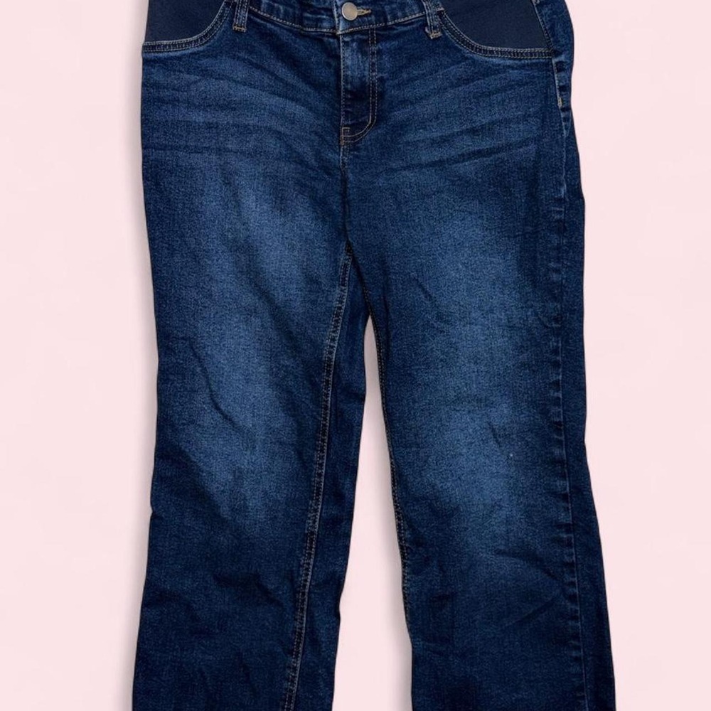 Motherhood Maternity Dark Wash Straight Leg Jeans Side Panel Stretch Denim Small